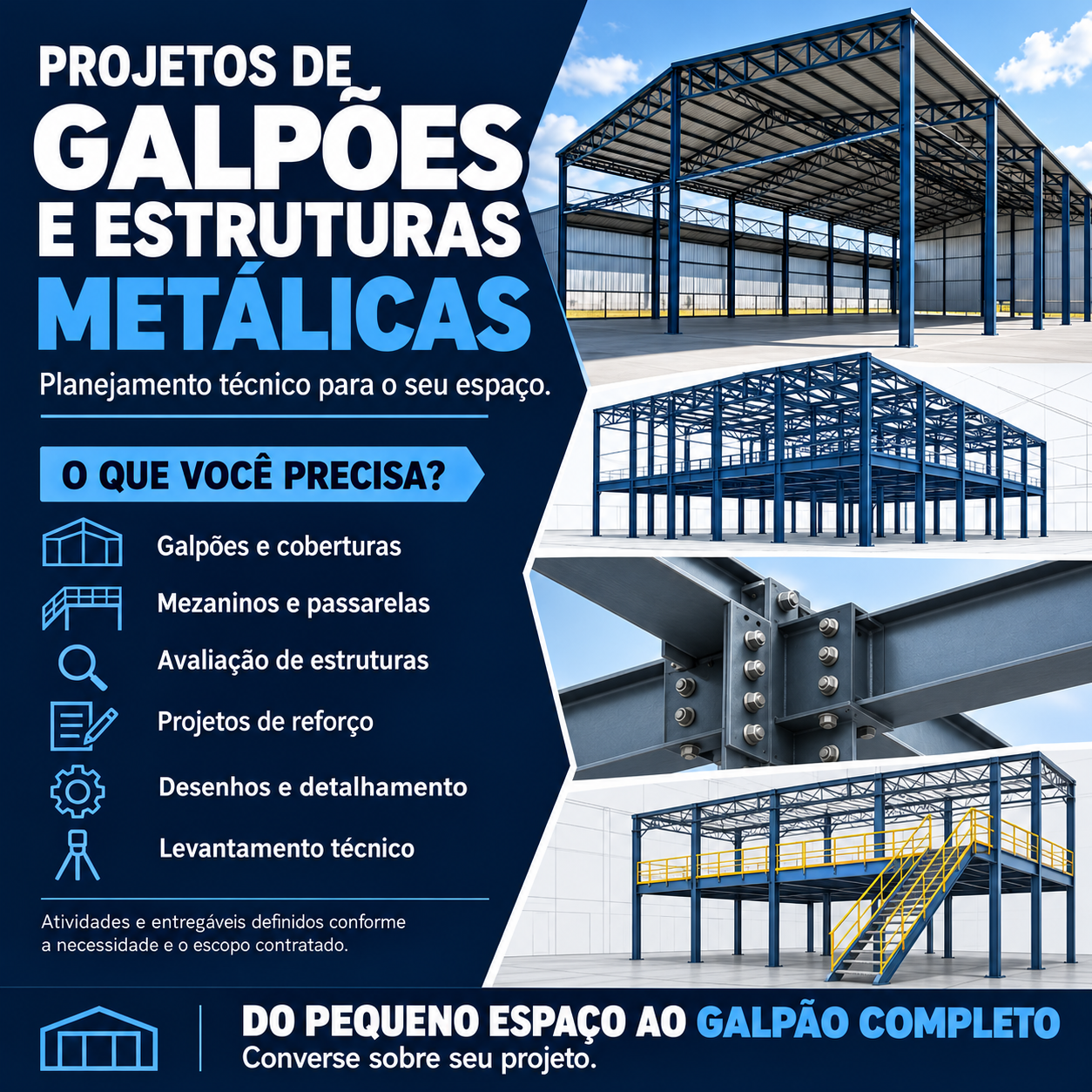 Ilustração de divulgação sobre Estruturas e galpões